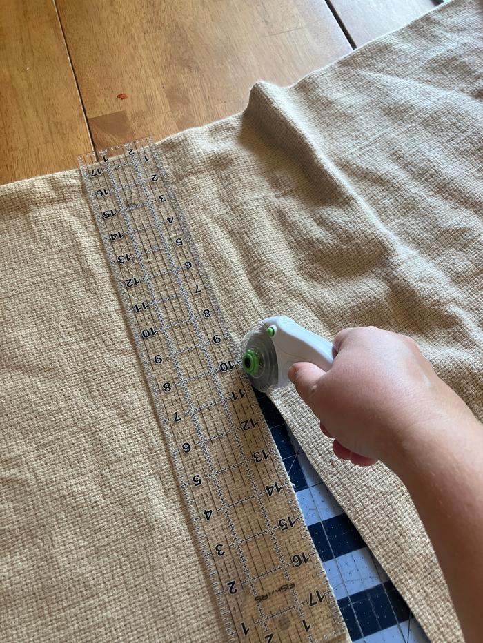 I used a cutting mat and rotary cutter.
