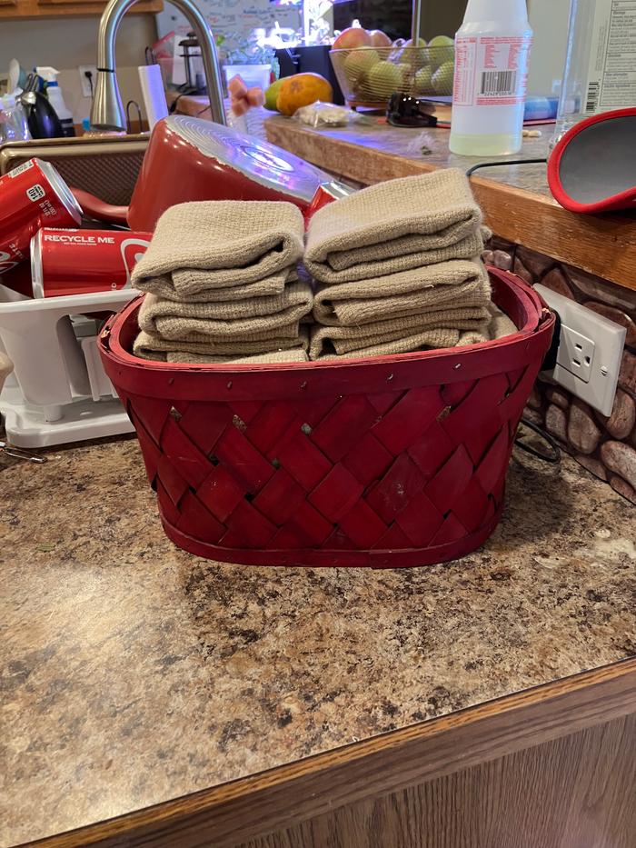 There in a basket in the kitchen waiting to be used at our next meal