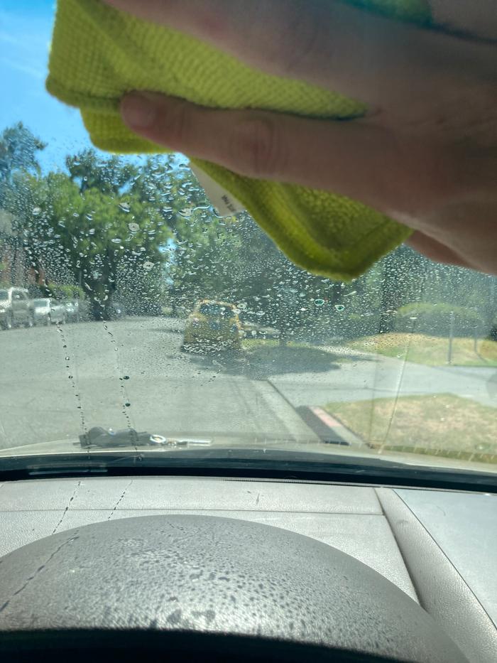 cleaning windshield 