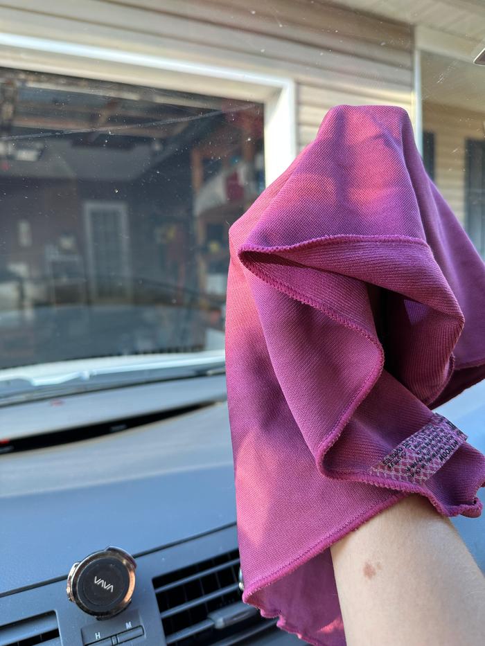 wiping inside of windshield with Norwex window cloth