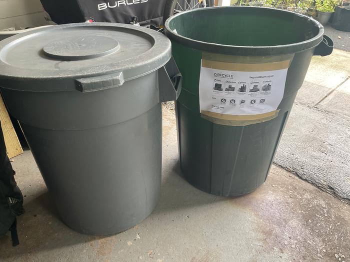 ‘Black’ and ‘Green’ bins in the garage