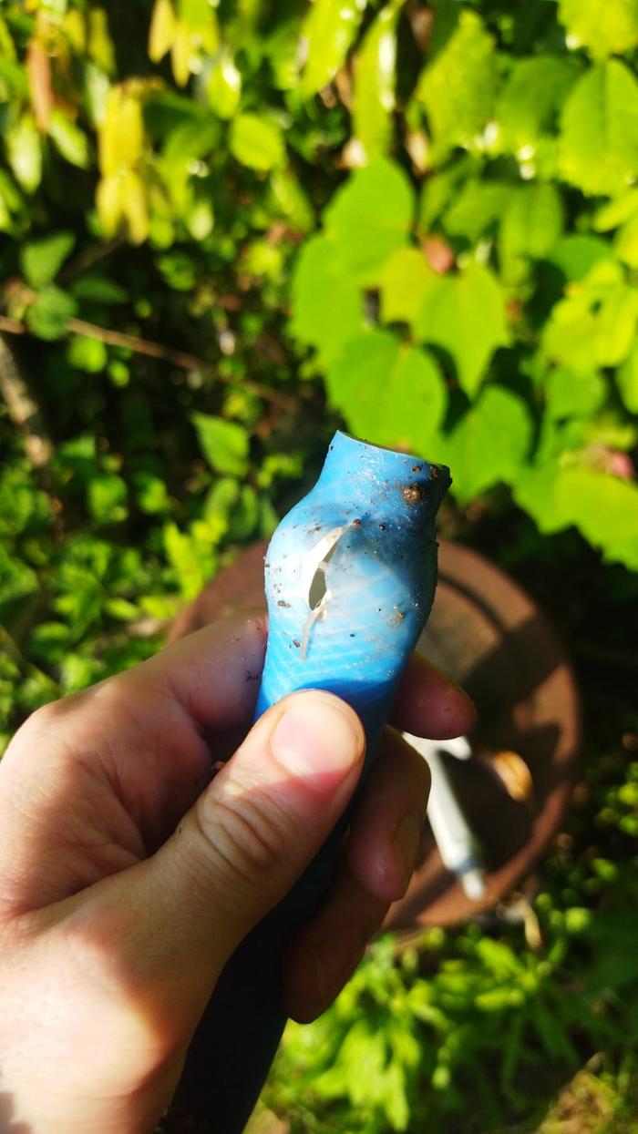 Pressure had built and ruptured the hose.
