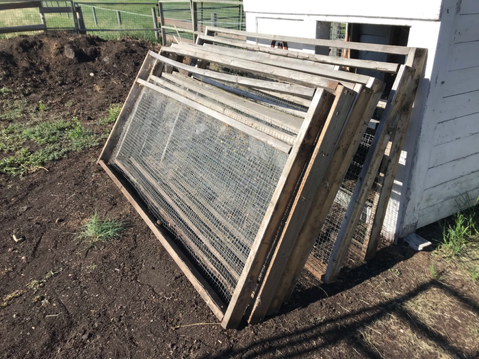 The panles stacked, they will be repourposed for a compost system very soon.