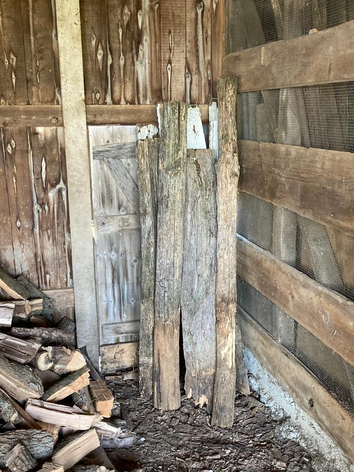 The salvaged posts are stored