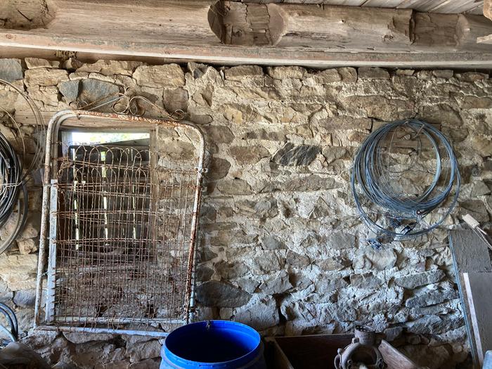 The salvage gate and wire are stored