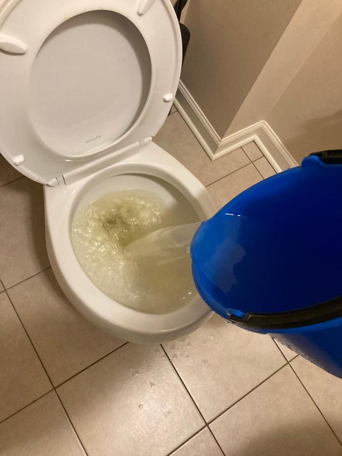 Flushing the toilet