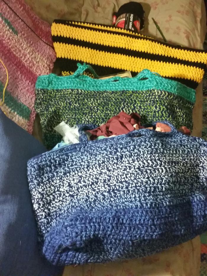 3 grocery size crocheted bags