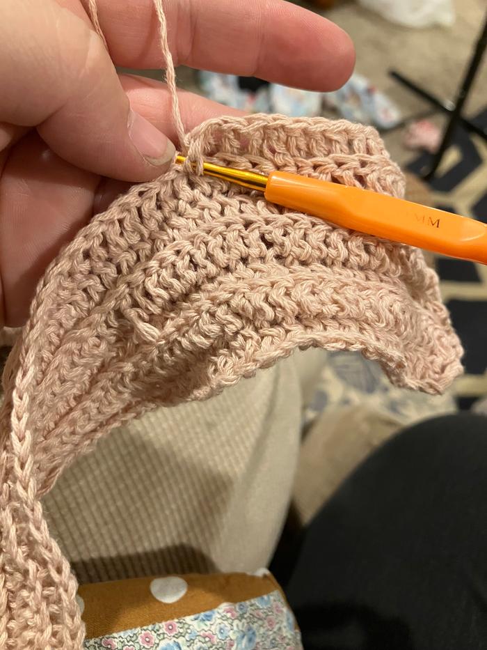 During. And my crochet hook. I’ve used it so much that the numbers have worn off. It’s a 2.5 mm