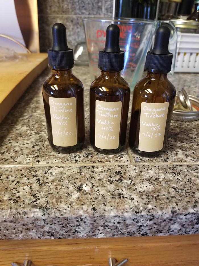 finished tincture bottled and labeled