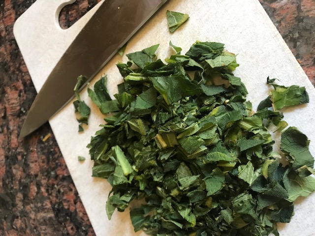 Chopping the comfrey