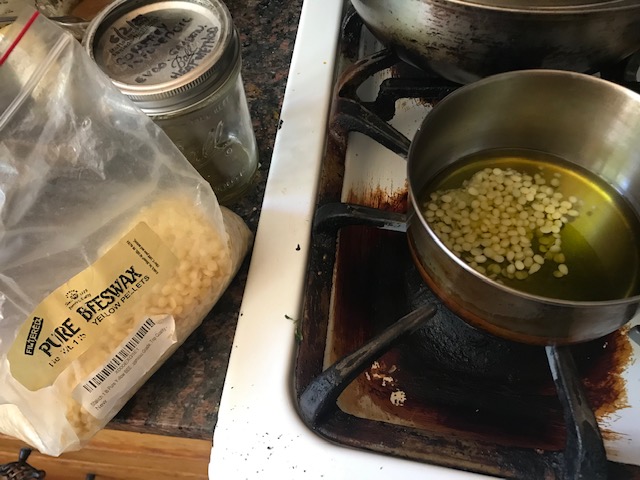 Melting the beeswax