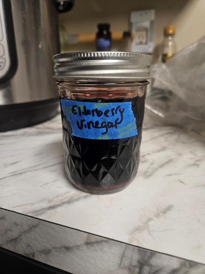 Labeled vinegar jar