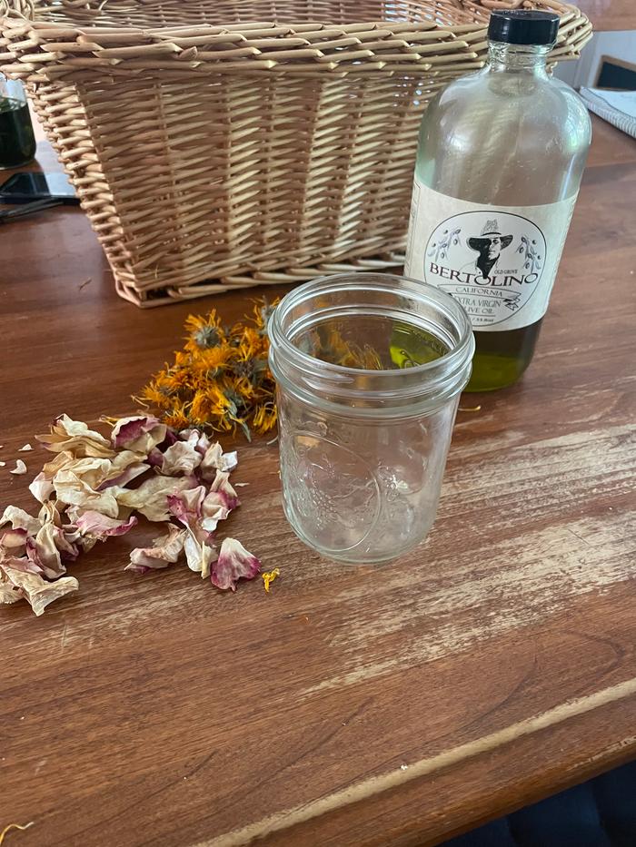 I dried the flowers before infusing them in olive oil