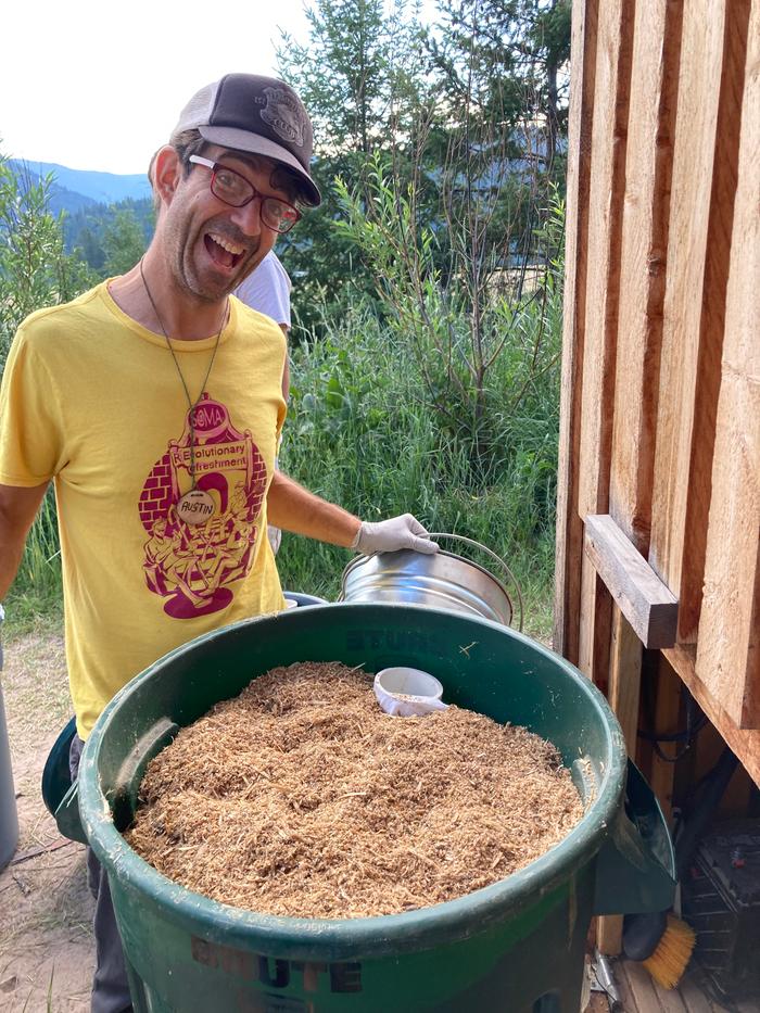 sawdust on top of the full can before the lid goes on