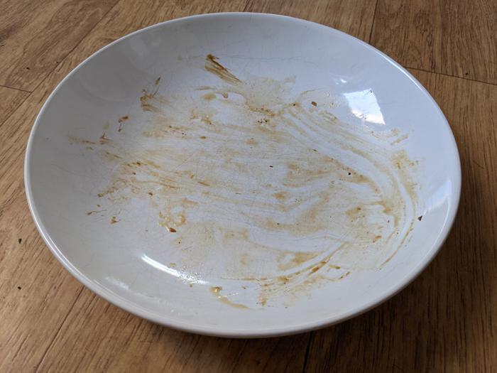 Oily plate after roast veg