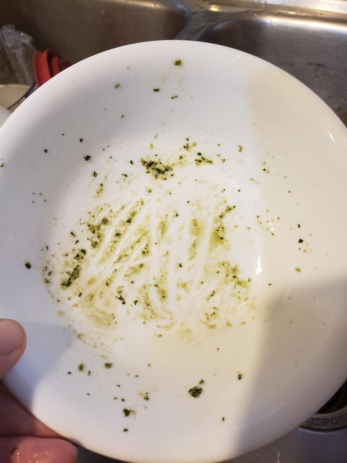 Bowl with pesto remnants