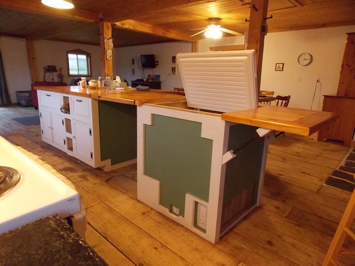 kitchen island with freezer