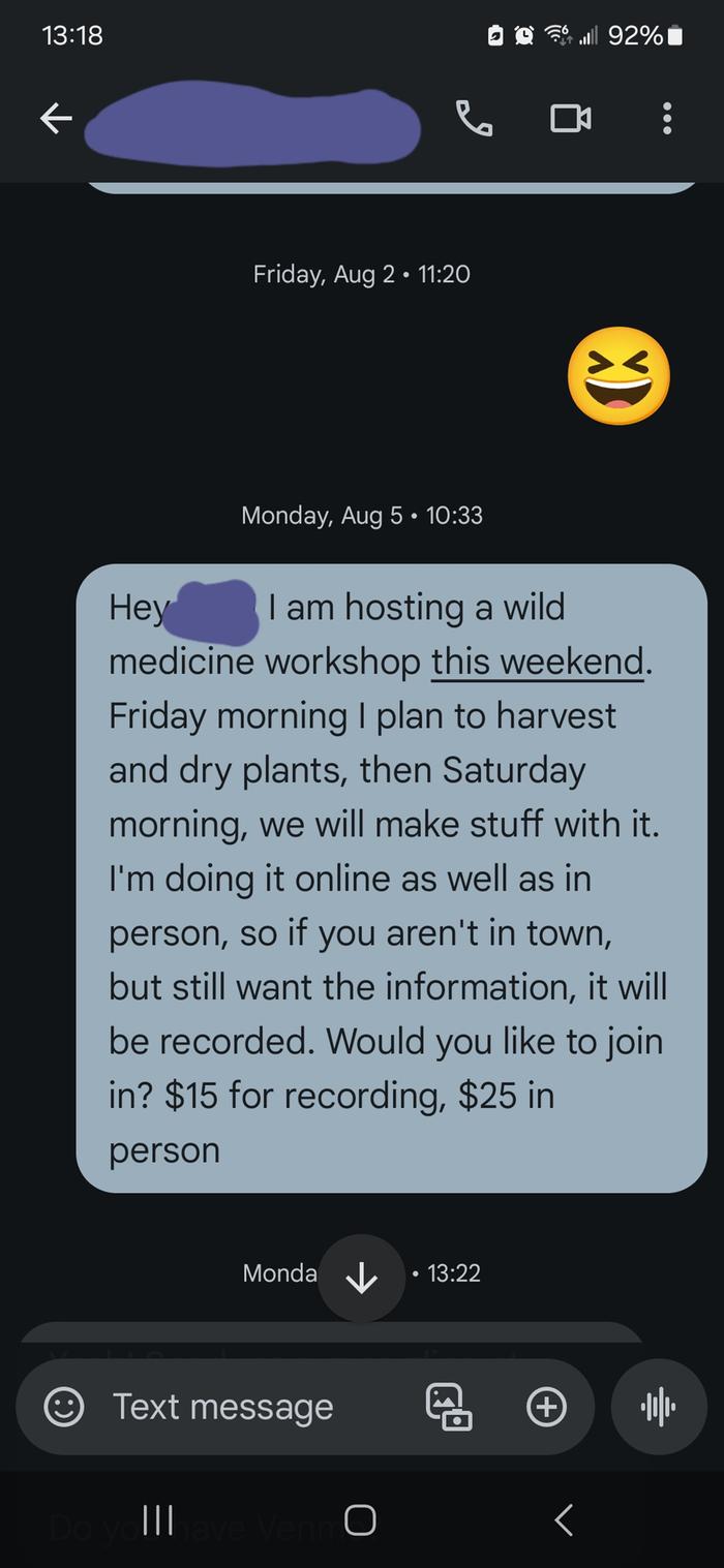 my ad, sent over text, although I used facebook and permies.com as well