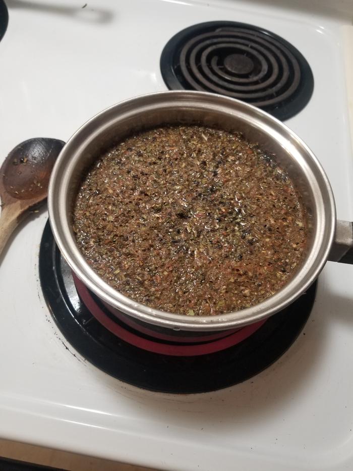 ingredients in the pot ready to simmer 