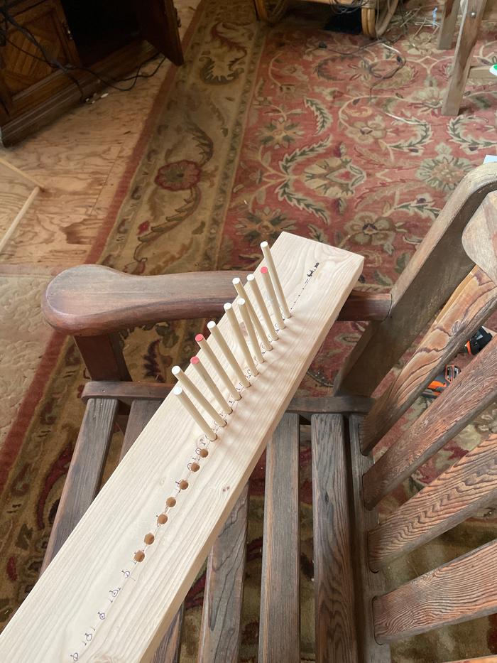 making a peg loom for weaving rugs
