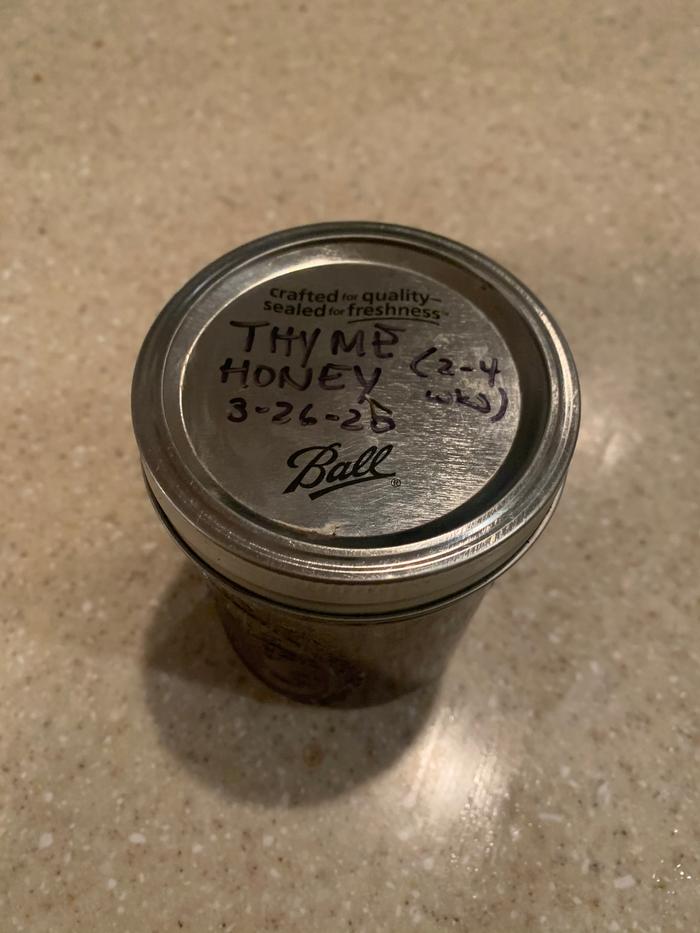 Made some thyme infused honey for cough/cold