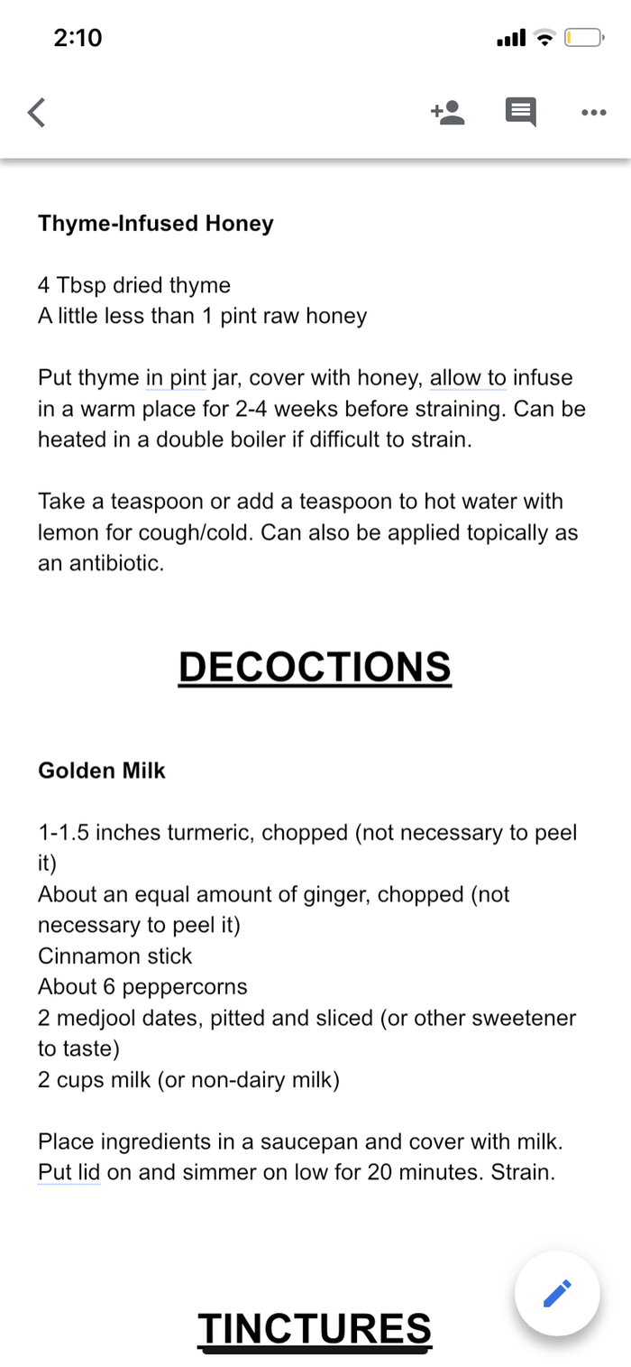 Recipes for thyme honey and golden milk