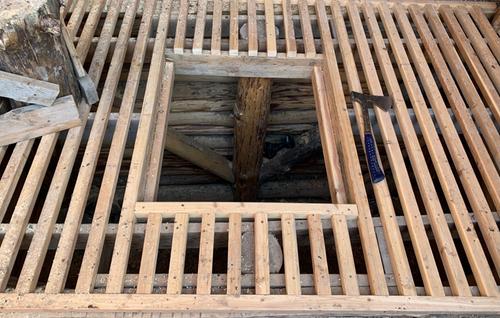 framing over the cold sink in the greenhouse