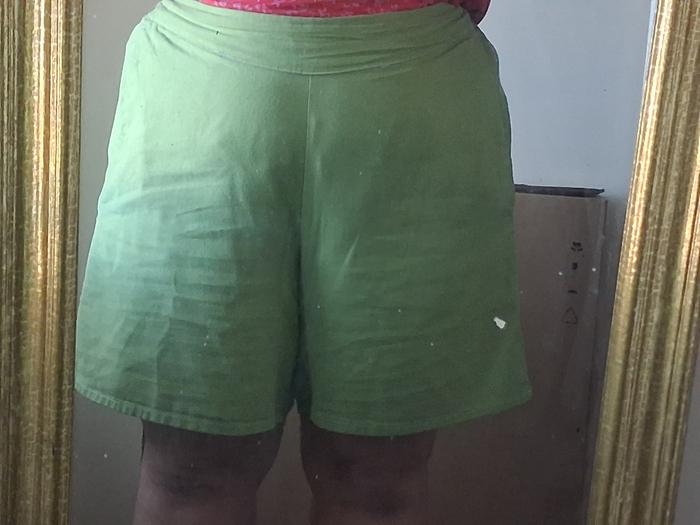 This soft green woven cotton probably needed more interfacing at the waistband.