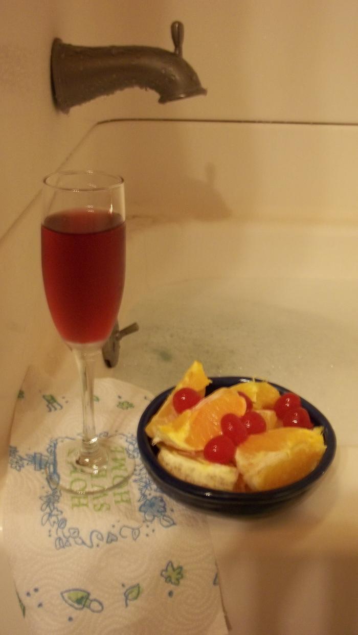wine and a snack bathside