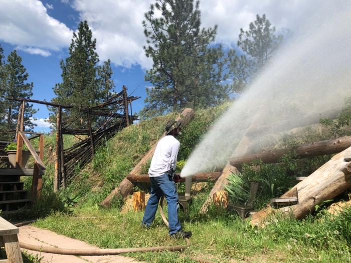 Irrigating some hugels to build soil