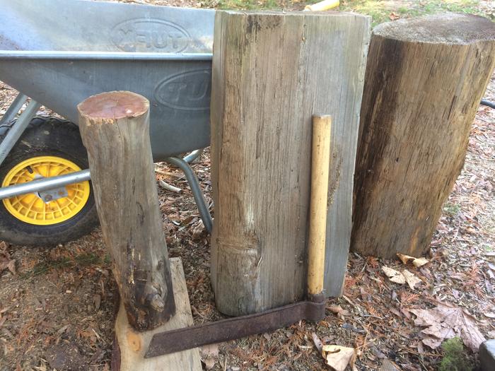 Next you need to acquire a froe and something made of wood to hit the froe with. Froe and a piece of heavy Yew wood scavanged from the beaches near victoria ages ago