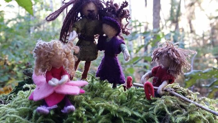 fairy waldorf family in the woods moss forest dolls