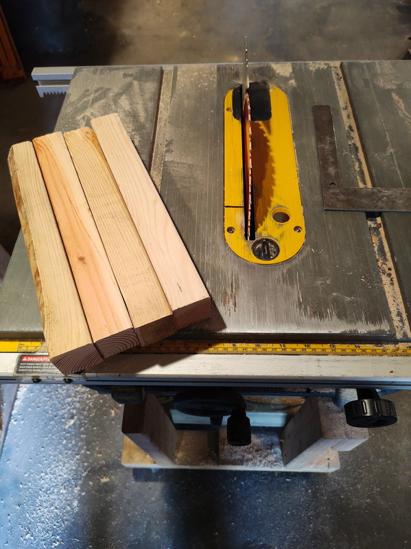 I didn't take a picture of the 2x4 this started as, but these (approx) 2x2s were cut from a 2x4 board.