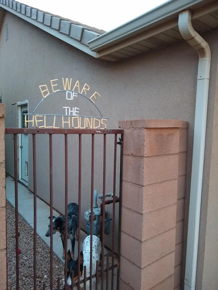 I actually didn't make this gate, just the signage. Long story about the gas man, and his bad ideas about leaving my gates open with dogs in the yard