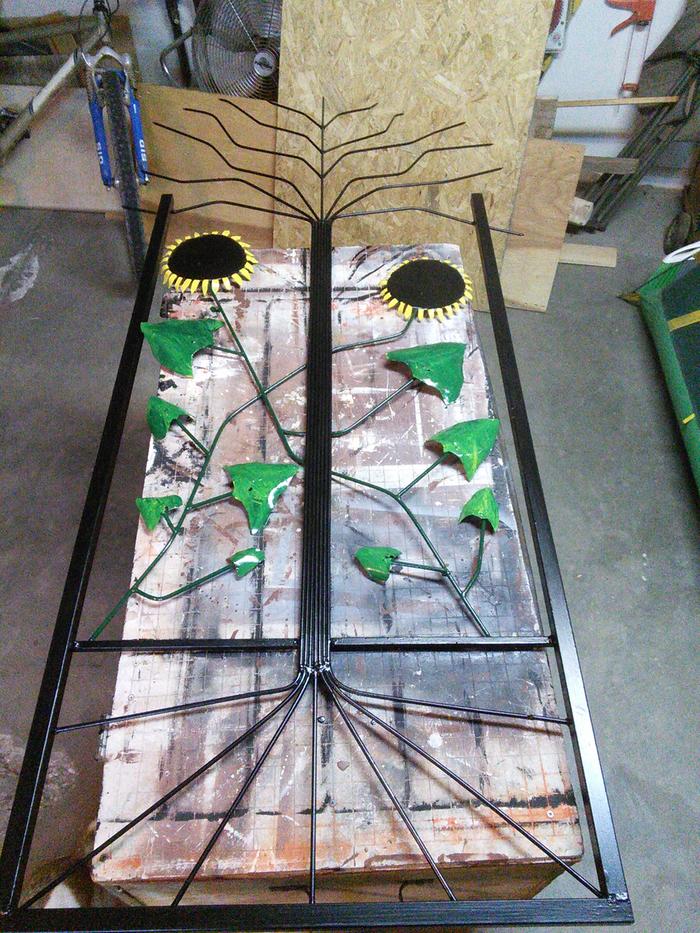 Sunflower gate painted.