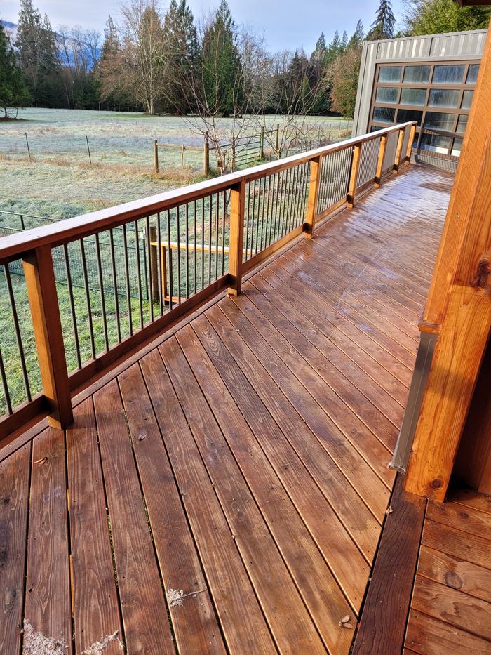 The finished deck looking west.