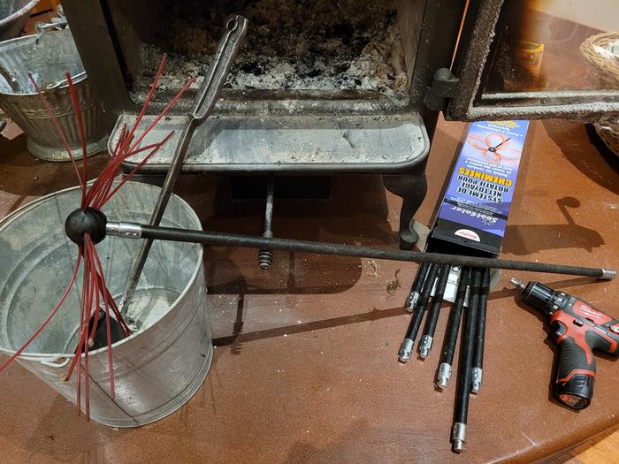 Tools used to clean the chimney.