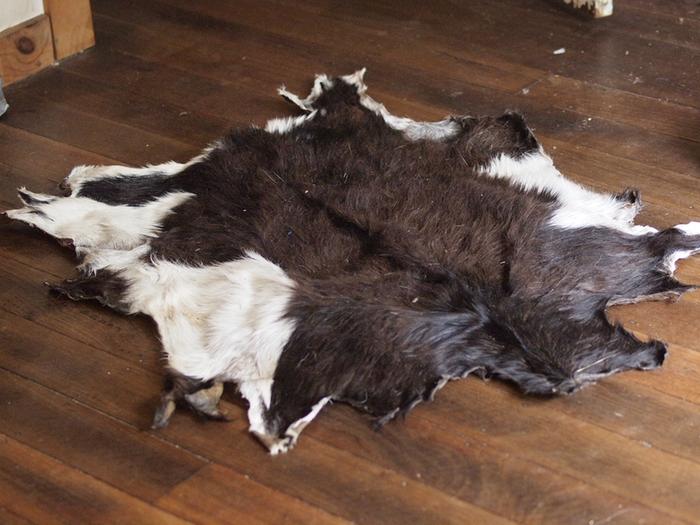 tanned hide floor rug