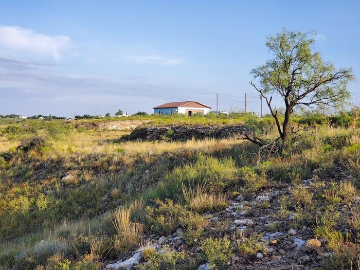 a distant shot towards my home showing the outcrops of caliche.