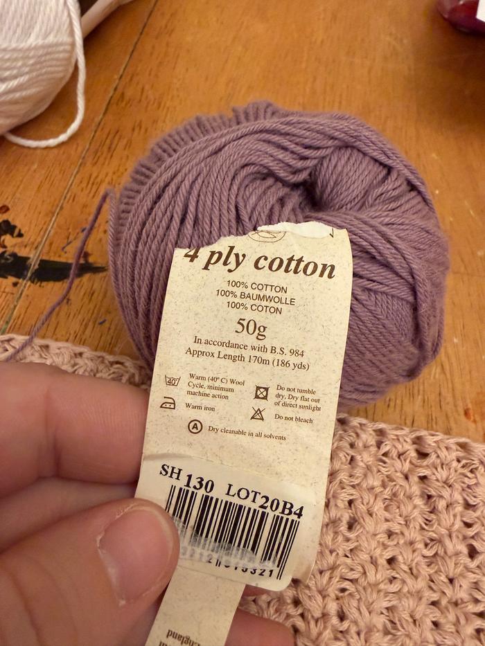 Yarn for tassels. Found at a thrift store. Made with cotton