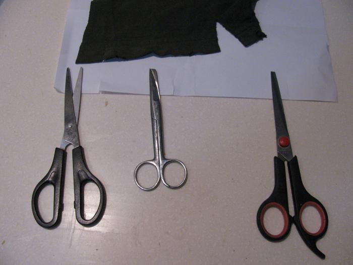 Scissors, initial cuts on paper and fabric