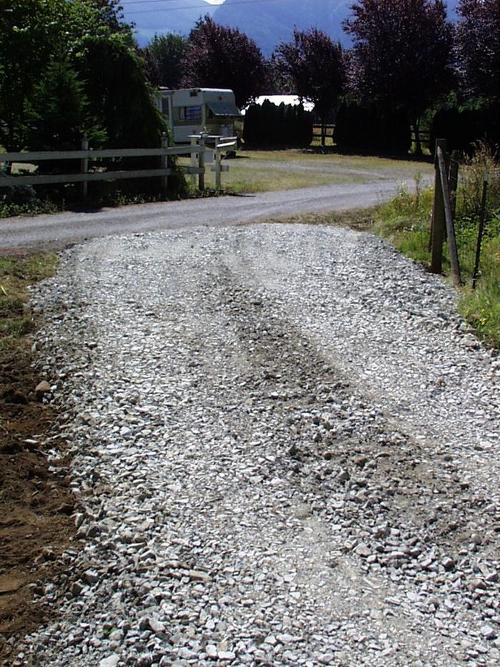 2-4" crushed rock over base stones.