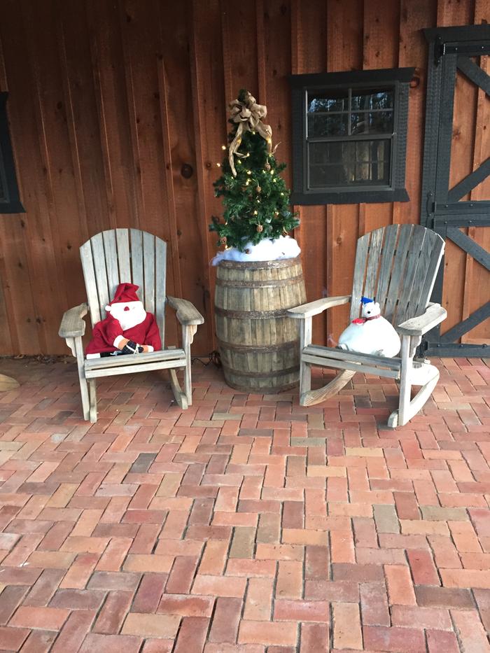 santa, frosty, brick patio