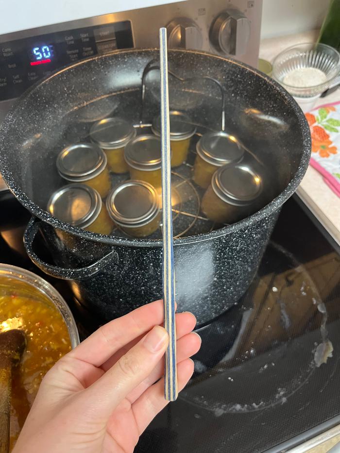 Another supply (wood chopstick) used to get air bubbles out.