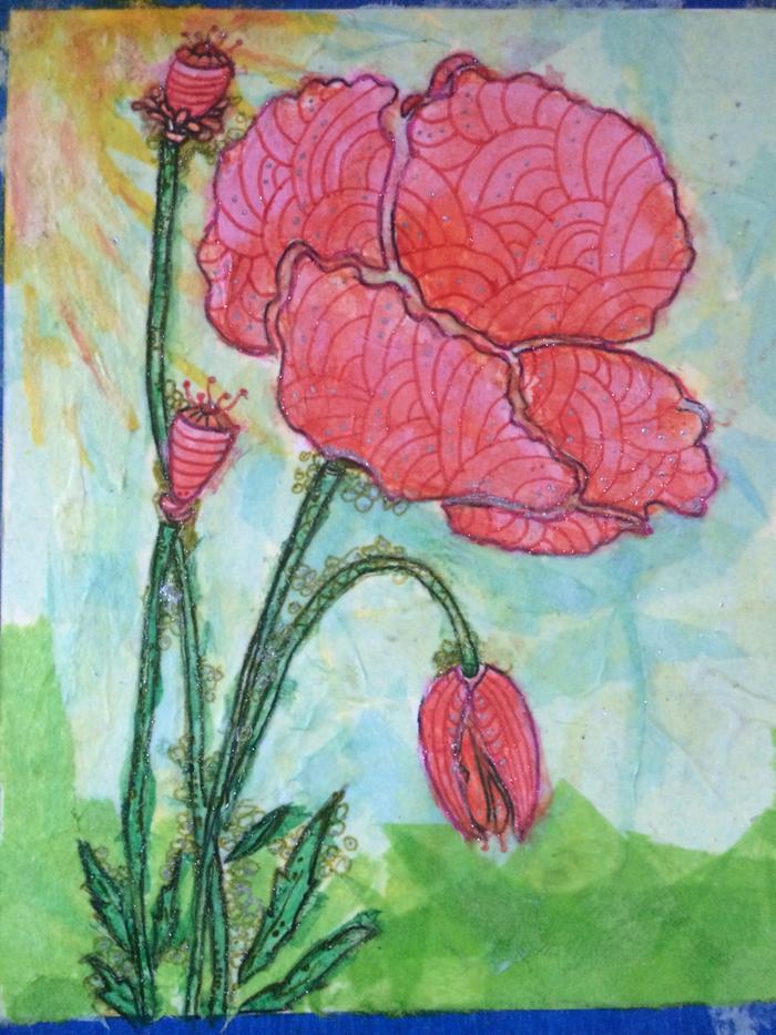 Tissue paper poppies