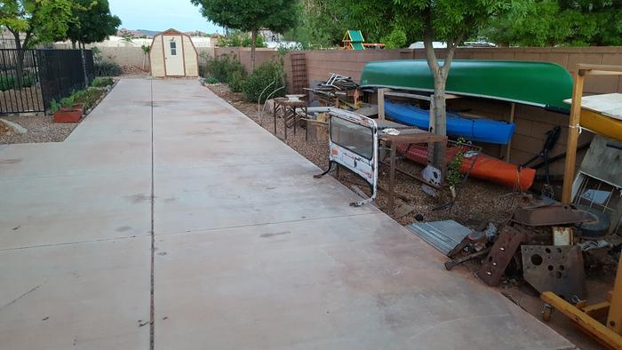 Cleaning the junk up. Two ash trees, and a bunch of oleander bushes existing.