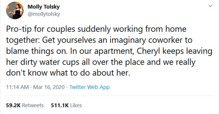 Molly Tolsky couples working from home pro tip