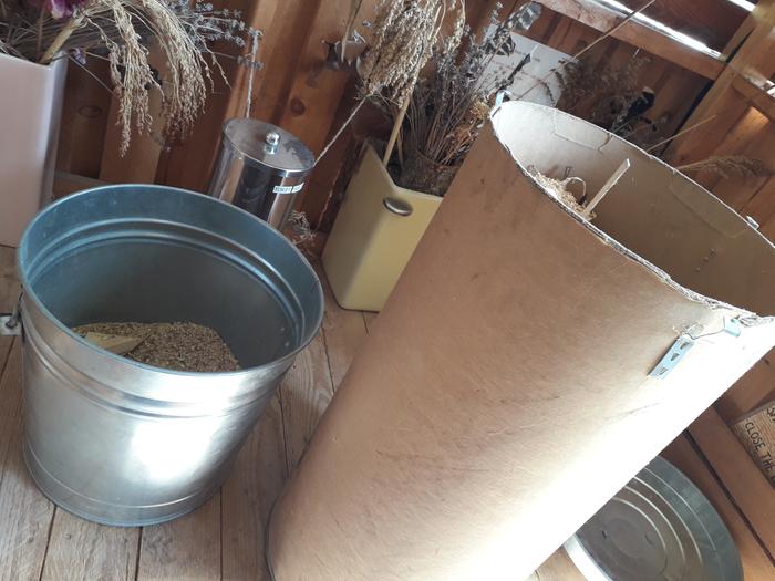 then to top off the Willow Banks sawdust bucket and to shake the bin to make room for more.