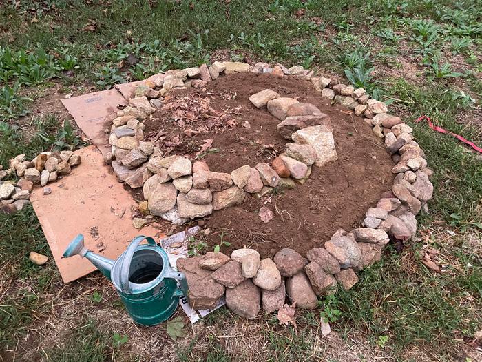 start of herb spiral