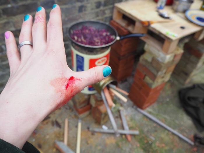 did myself dirty with a hatchet!